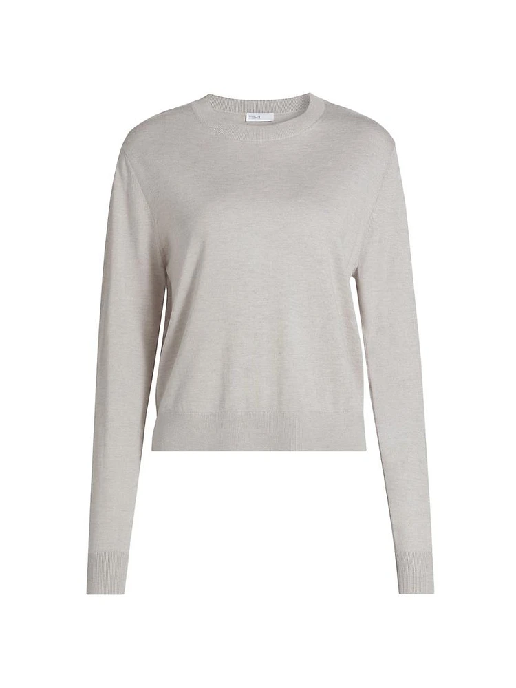 Crewneck Silk-Blend Knit Sweater