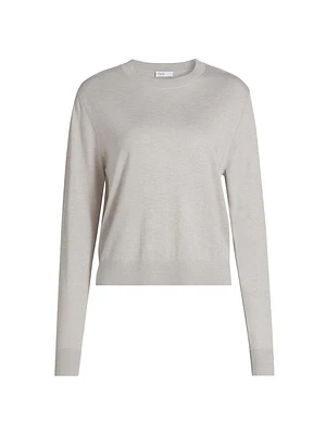 Crewneck Silk-Blend Knit Sweater