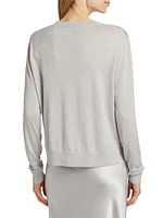 Crewneck Silk-Blend Knit Sweater