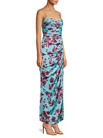 Luxe Floral Ruched Gown