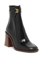 Eva 75MM Buckle-Detailed Leather Ankle Boots