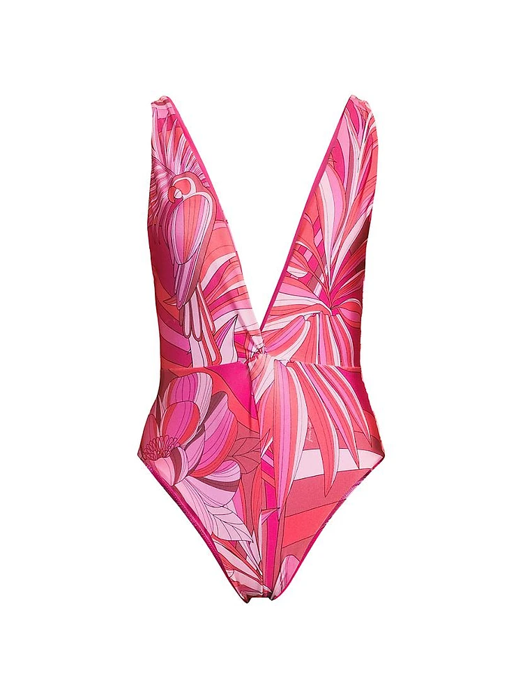 Endless Summer Abstract Plunge One-Piece Swimsuit