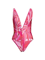 Endless Summer Abstract Plunge One-Piece Swimsuit