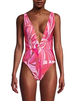 Endless Summer Abstract Plunge One-Piece Swimsuit