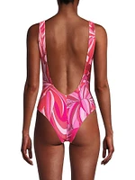 Endless Summer Abstract Plunge One-Piece Swimsuit