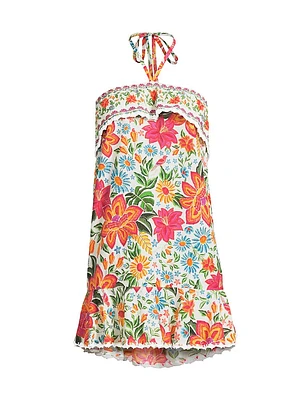 Bloom Garden Cotton Halter Minidress