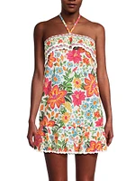 Bloom Garden Cotton Halter Minidress