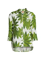 Palm Fan Linen-Blend Shirt