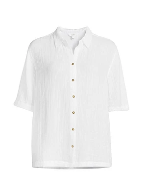 Franki Button-Front Coverup Shirt