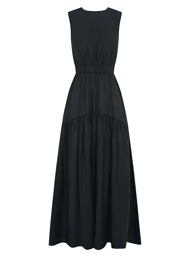 Silk-Blend Sleeveless Maxi Dress