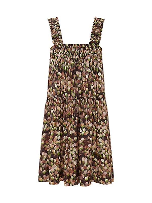 Floral Silk-Blend Swing Minidress