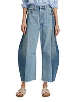 Pieced Horseshoe Baggy Wide-Leg Jeans