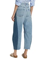 Pieced Horseshoe Baggy Wide-Leg Jeans