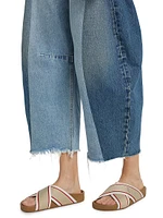 Pieced Horseshoe Baggy Wide-Leg Jeans