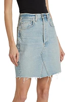 Carolina Deconstructed Knee-Length Denim Skirt