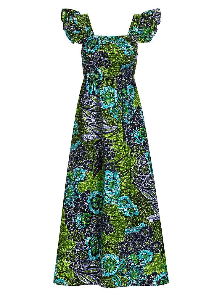 Lizzy Printed Cotton Ruffled Maxi Dress