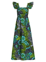 Lizzy Printed Cotton Ruffled Maxi Dress