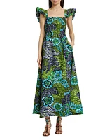 Lizzy Printed Cotton Ruffled Maxi Dress