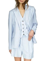 Fitted Linen-Blend One-Button Blazer