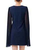 Celestina Cape-Sleeve Minidress