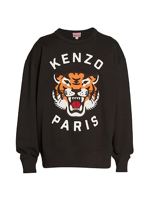 Lucky Tiger Cotton Oversized Sweatshirt