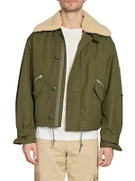 Faux Shearling-Trimmed Cotton-Blend Jacket