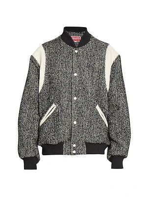 Wool-Blend Varsity Bomber Jacket