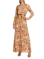 Golden Plunge Maxi Dress