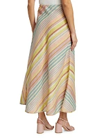 Halliday Bias-Cut Linen Midi-Skirt