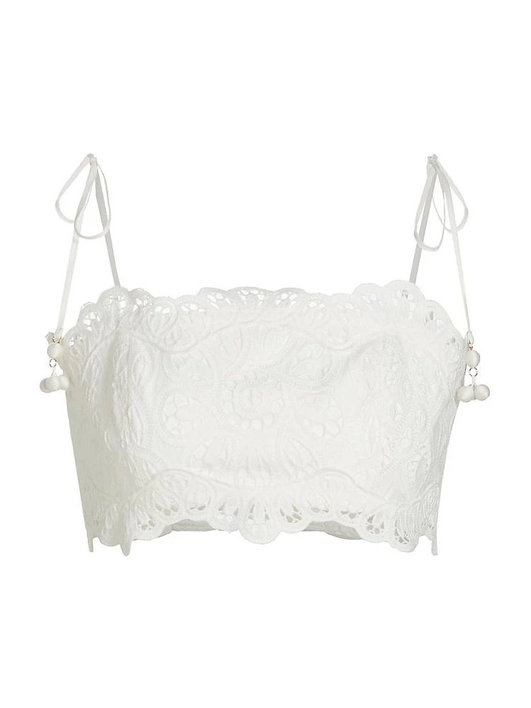 Ottie Lace Embroidered Crop Top