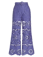 Pop Eyelet-Embroidered Flared Pants