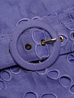 Pop Eyelet-Embroidered Flared Pants