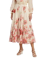 Lightburst Floral Cotton-Silk Maxi Skirt