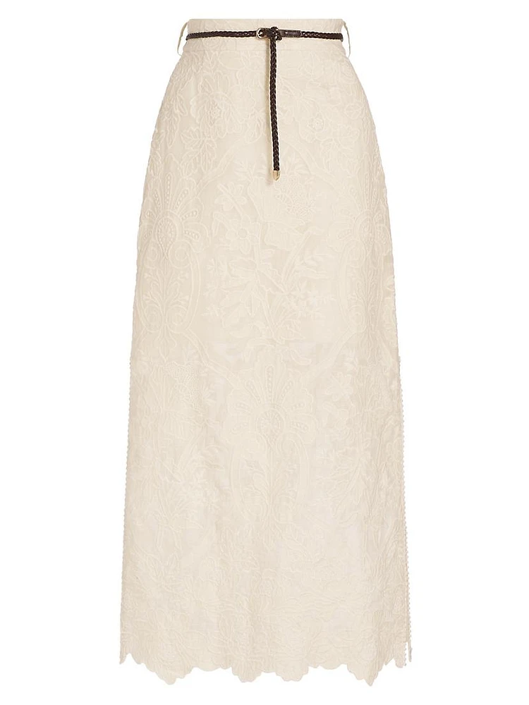 Ottie Embroidered Midi-Skirt