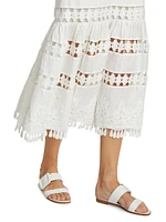 Pop Linen Lace Paneled Midi-Dress