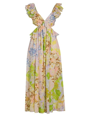 Pop Floral Cut-Out Maxi Dress