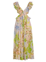 Pop Floral Cut-Out Maxi Dress