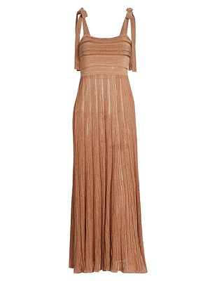 Ottie Metallic Tie-Strap Maxi Dress