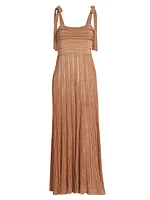 Ottie Metallic Tie-Strap Maxi Dress