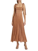 Ottie Metallic Tie-Strap Maxi Dress