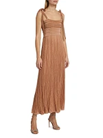 Ottie Metallic Tie-Strap Maxi Dress