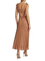 Ottie Metallic Tie-Strap Maxi Dress