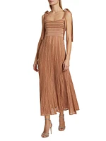 Ottie Metallic Tie-Strap Maxi Dress