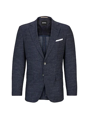 Slim-fit jacket a patterned wool blend