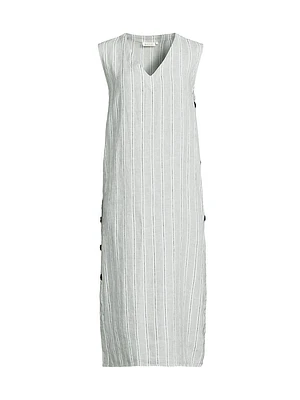 Nukus Striped Linen Midi-Dress