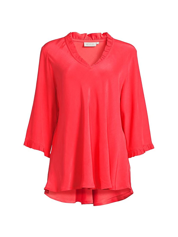 Brigit Ruffled V-Neck Blouse