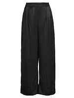 May Patty Pleated Twill Wide-Leg Pants