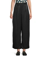 May Patty Pleated Twill Wide-Leg Pants