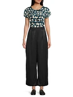 May Patty Pleated Twill Wide-Leg Pants