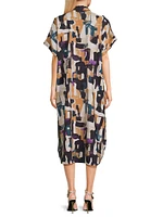 Orsola Printed Cuff-Sleeve Midi-Dress